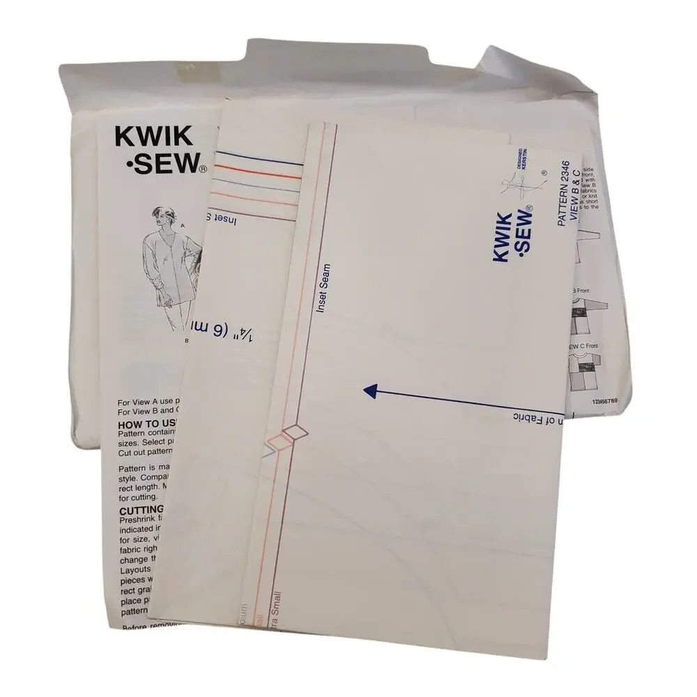 Vintage Stretch Knit Top KWIK SEW Sewing Pattern 2346 UNCUT Size XS-XL 90s 80s